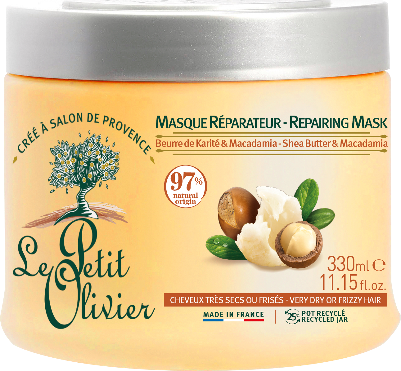 Le Petit Olivier Obnovující maska pro suché vlasy Bambucké máslo a makadamový olej 330 ml