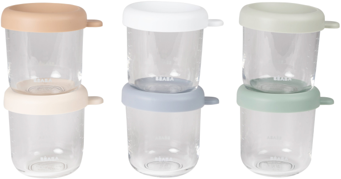 Beaba Kelímky na jídlo skleněné Natural 6 x 250 ml
