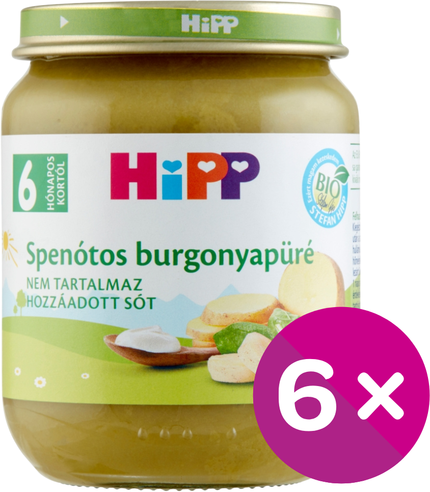 HiPP BIO spenótos burgonyapüré főzelék a babának (6 hónapos kortól) 6x125 g