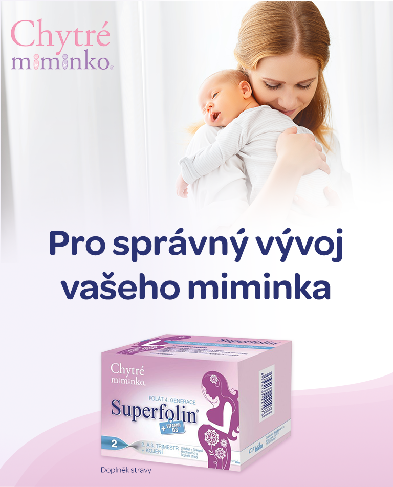 Superfolin 2, chytre miminko, doplnšk stravy pro těhotné a kojící, DHA, folaty