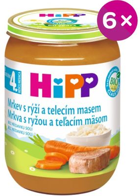 HiPP BIO Mrkev s rýží a telecím masem 6 x 190 g