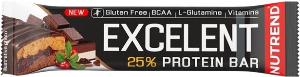 Nutrend Tyčinka EXCELENT BAR DOUBLE čokoláda a nugát s brusinkami 85 g