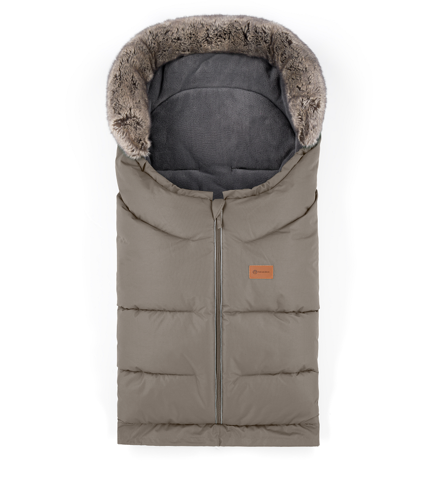 Petite&Mars Set zimní fusak Arctic 4v1 + rukavice na kočárek Furry Mocha Mousse