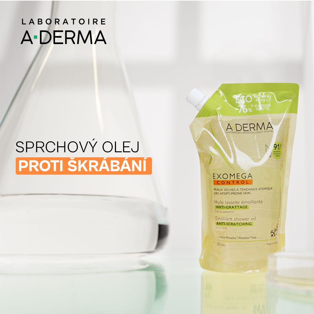 A-Derma Exomega Control zvláčňujíci sprchový olej - recyklovatelná ECO náhradní náplň 500 ml
