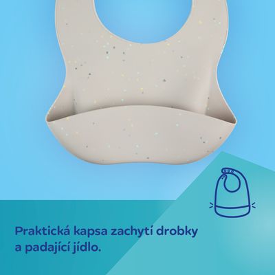 Canpol babies Bryndák silikonový s kapsou Dots žlutý