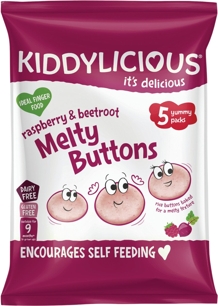 Kiddylicious Ovocno - zeleninové knoflíčky Malina s řepou 5 x 6 g