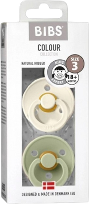 BIBS Colour dudlíky z přírodního kaučuku - velikost 3 Sage / Ivory 2 ks