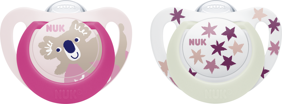 Nuk Dudlík Star Den&Noc 6-18 m růžová 2 ks