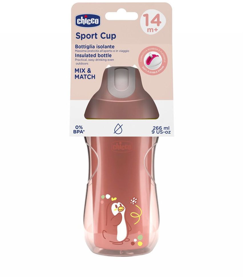 Chicco Hrneček Sport se slámkou pink, 14m+ 266 ml