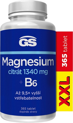 GS Magnesium citrát 1340 mg B6 365 tablet