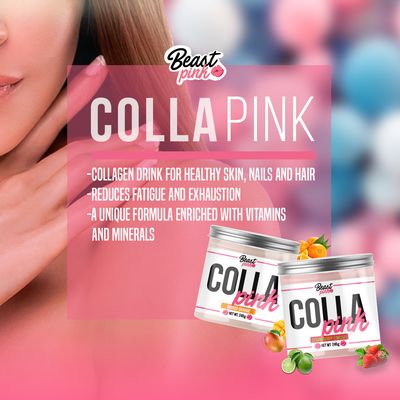 GymBeam BeastPink Colla Pink  Strawberry lemonade 240 g
