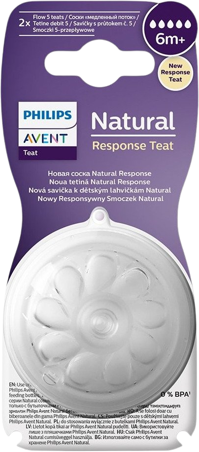Philips Avent Savička Natural Response 5 rychlý průtok 6m+, 2 ks
