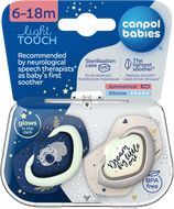 Canpol babies Set symetrických silikonových dudlíků Light touch 6-18m Sleepy Koala, modrý 2 ks