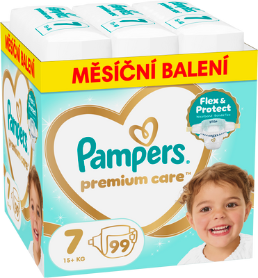 Pampers Premium Care Velikost 7, 15kg+, 99 ks
