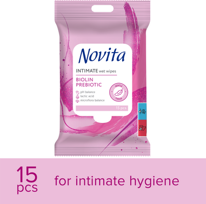 Novita Biolin Prebiotic Vlhčené ubrousky na intimní hygienu