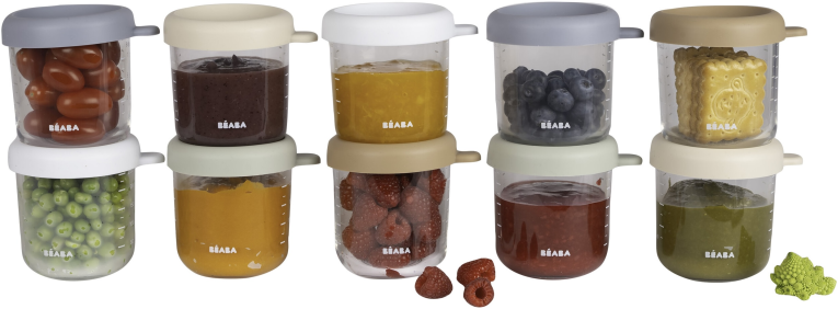 Beaba Kelímky na jídlo skleněné Natural 10 x 250 ml