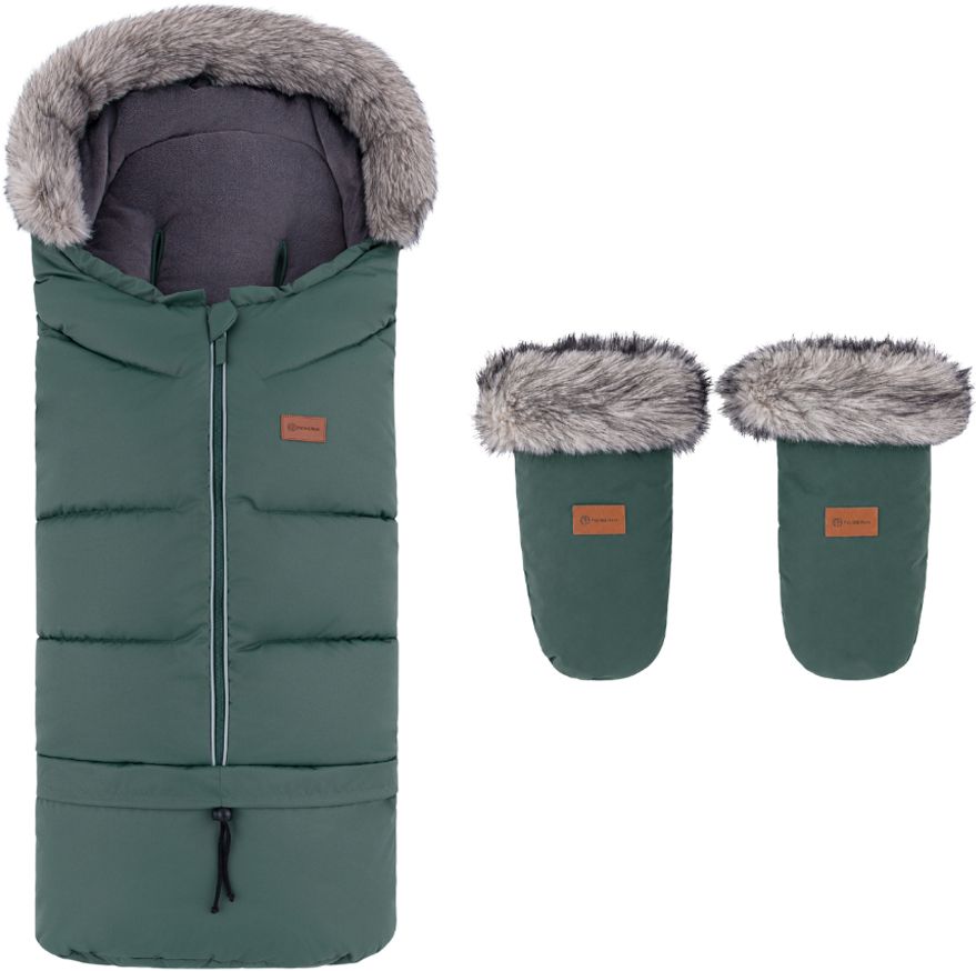 Petite&Mars Set zimní fusak Arctic 4v1 + rukavice na kočárek Fjora Khaki