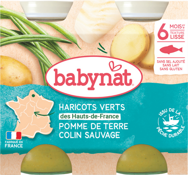 Babybio brambory a zelené fazolky s aljašskou treskou 2 x 200 g