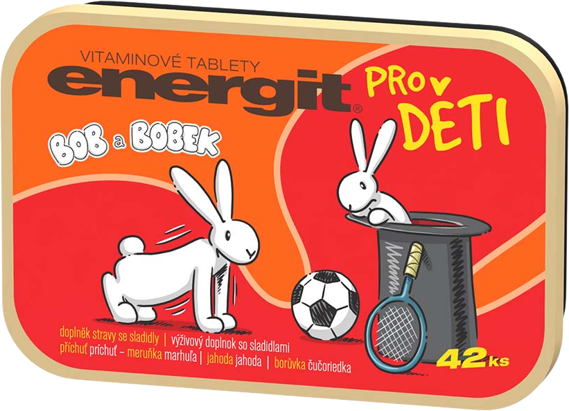 Energit Kidz s příchutí meruňka, jahoda, borůvka 42 tablet