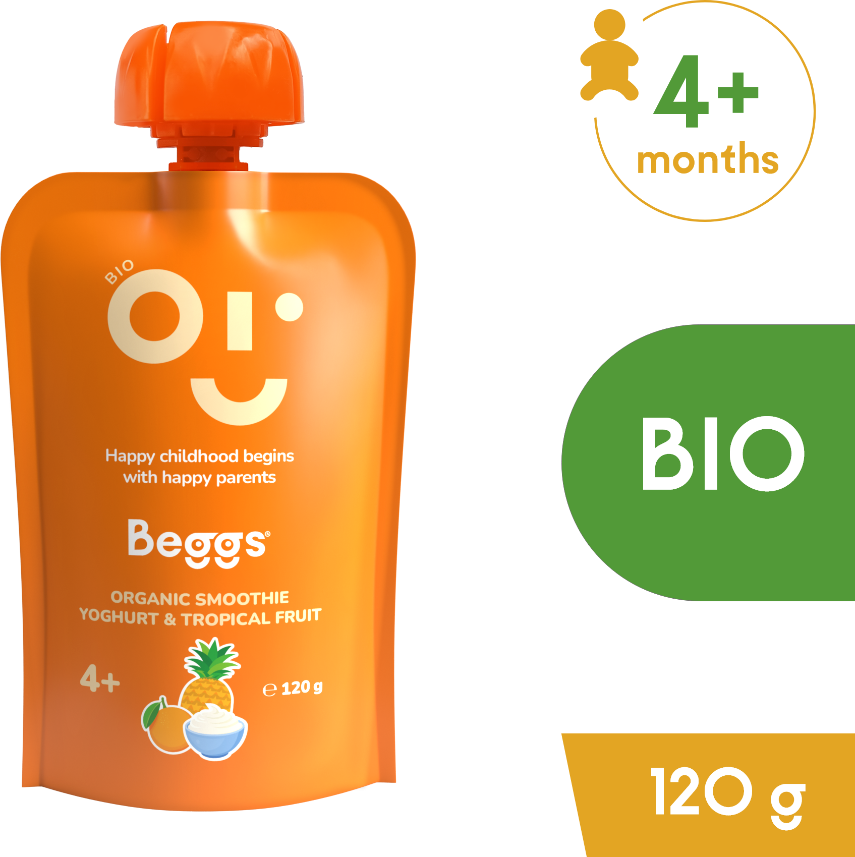 Beggs Bio Smoothie s jogurtem a tropickým ovocem 12 x 120 g