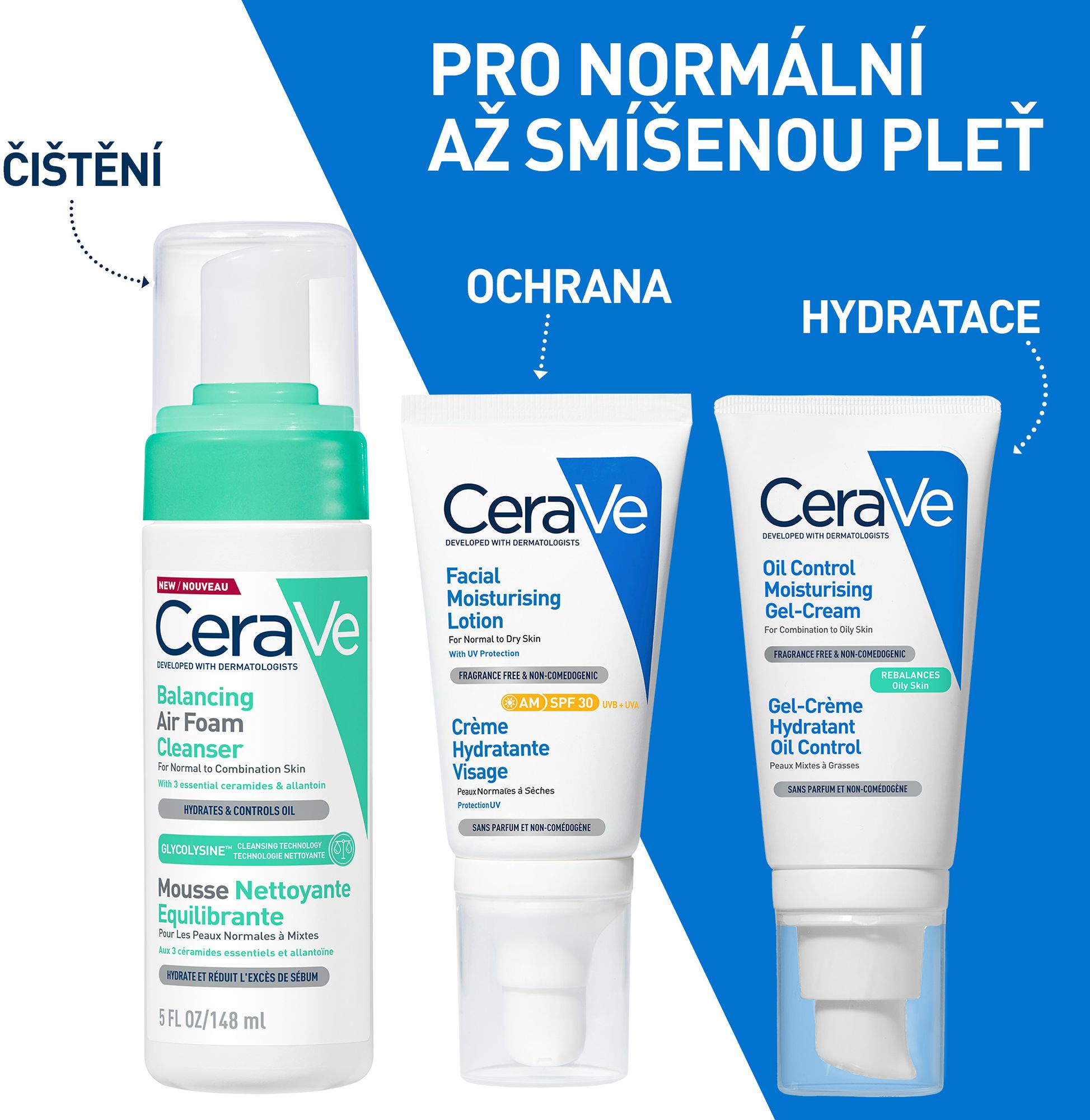 CeraVe čistící pěna pro optimální pH pro normální až smíšenou pleť 148 ml