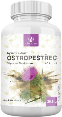 Allnature Ostropestřec bylinný extrakt 60 kapslí