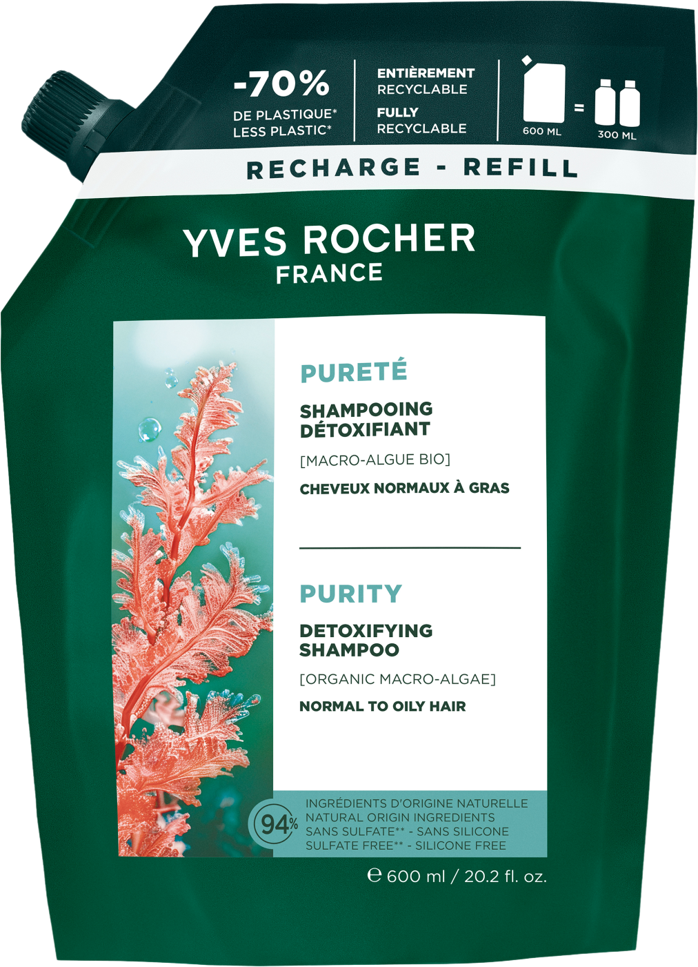 Yves Rocher Haircare Botanical Solutions, Detoxikační šampon 600 ml