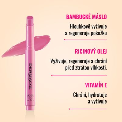 Dermacol Glossy Lip Balm balzám na rty v tyčince 04 lychee 2.2 g