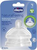 Chicco Dudlík na láhev Natural Feeling silikon, nastavitelný průtok 4m+ 2 ks