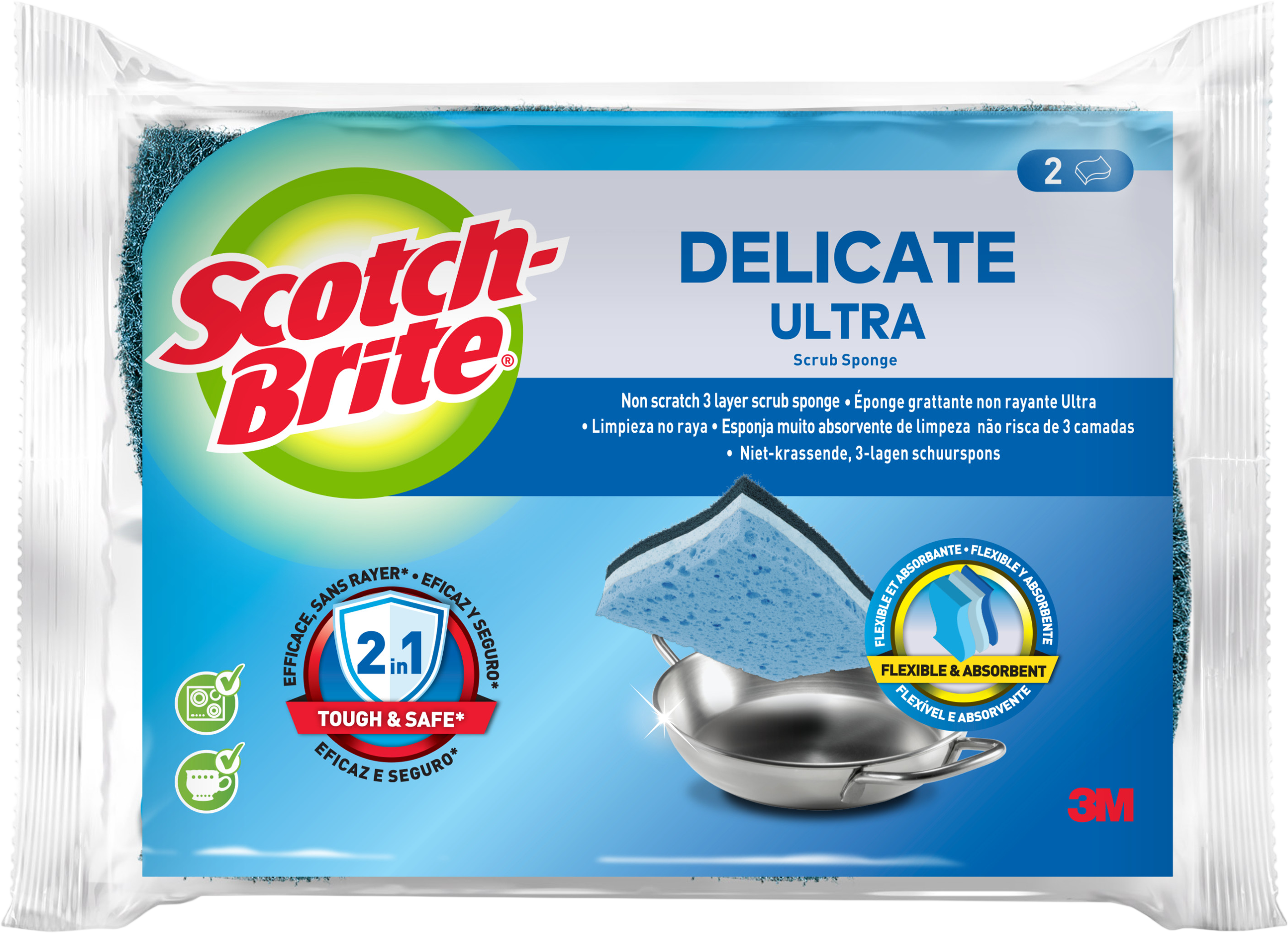 3M Nexcare Scotch-Brite® Delicate Ultra nepoškrábající houbičky 2 ks