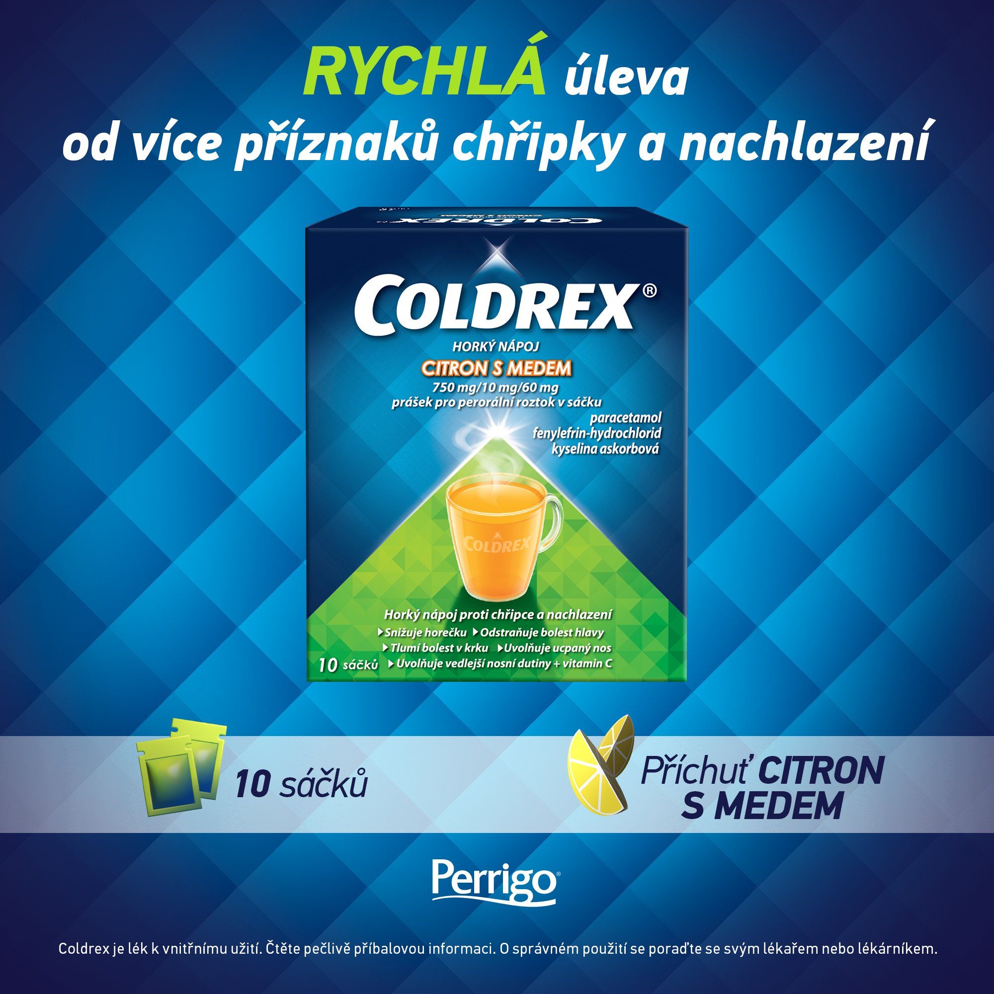 Coldrex Horký nápoj s citronem a medem 10 sáčků