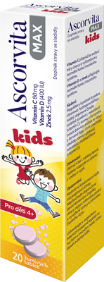 Ascorvita Max Kids 20 šumivých tablet