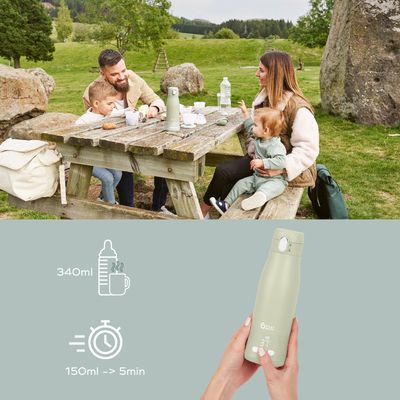 Babymoov Cestovní ohřívač Moov & Feed Sage Green 340 ml