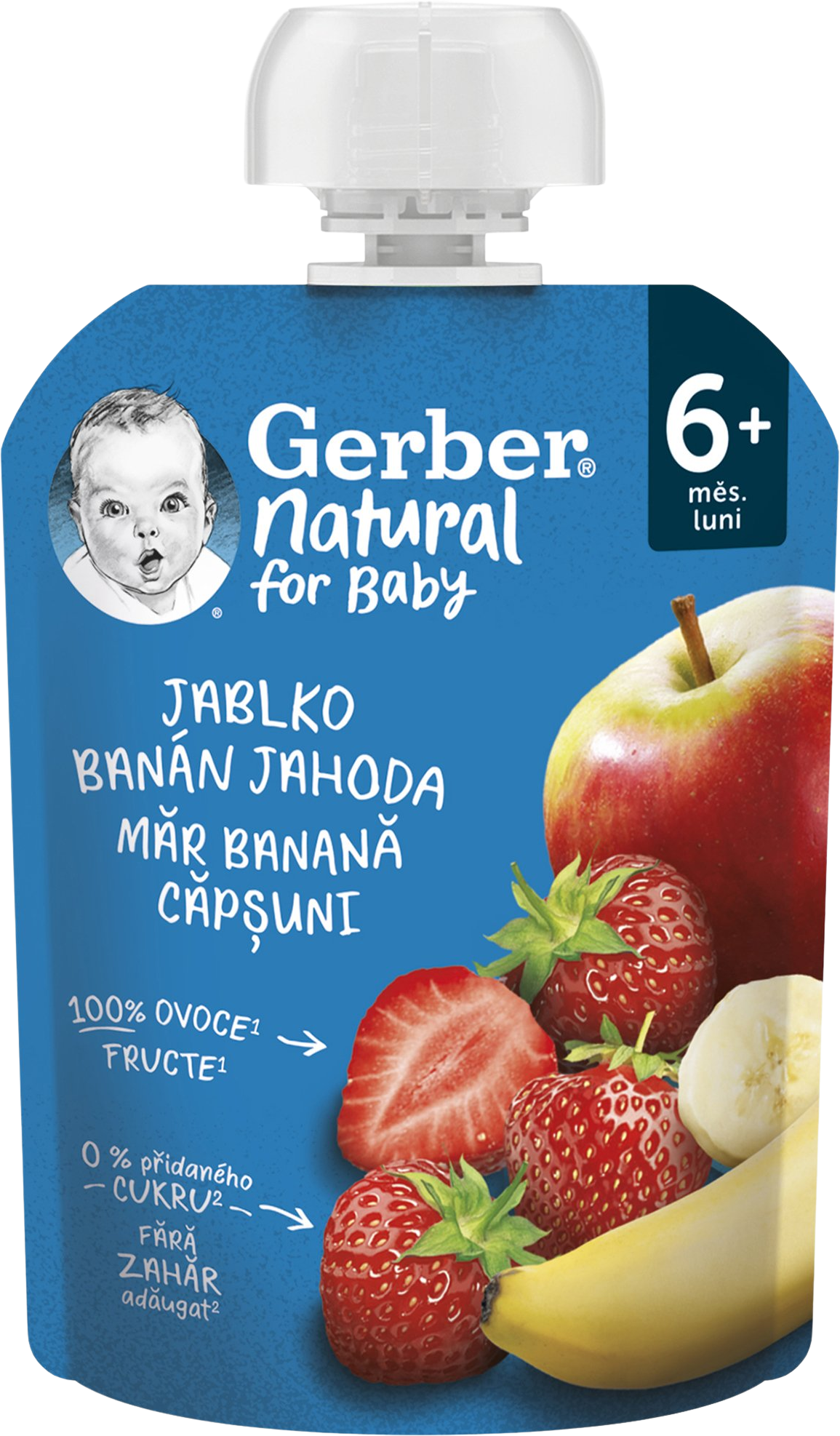 Gerber Natural kapsička jablko, banán a jahoda 90 g