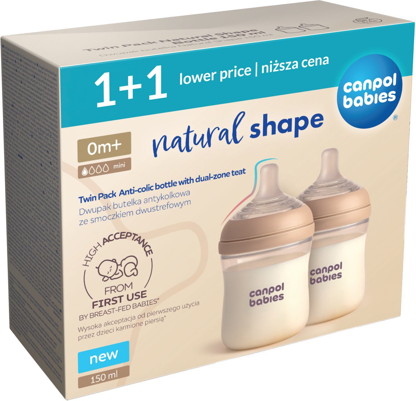 Canpol babies Set lahví Natural Shape 2 x 150 ml