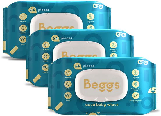 Beggs vlhčené splachovatelné ubrousky 3 x 64 ks