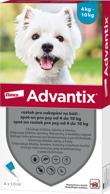 Advantix pro psy spot-on od 4 do 10 kg 4 x 1 ml