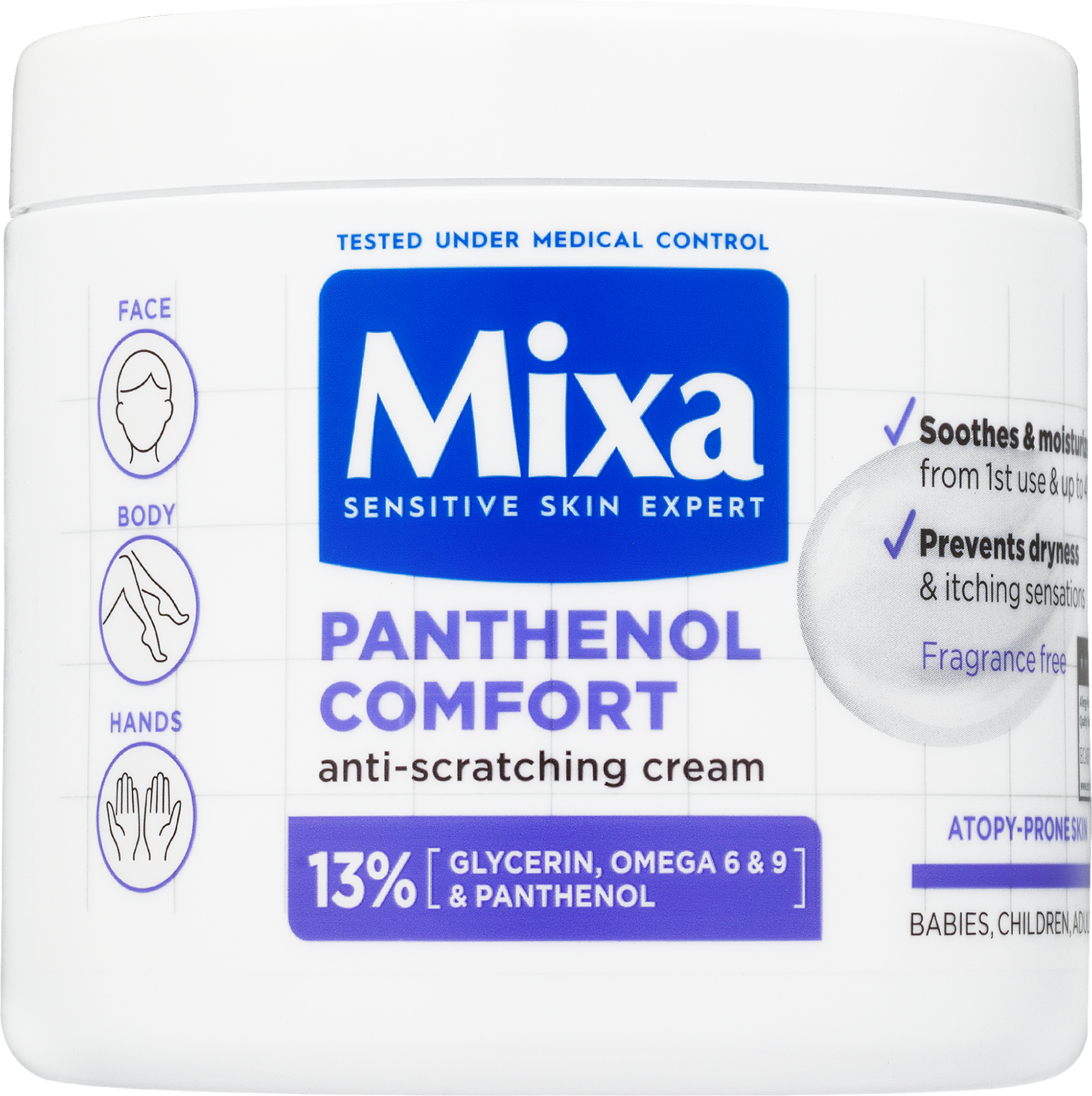 Mixa Panthenol Comfort obnovující tělová péče i pro pokožku se sklonem k atopii, 400 ml