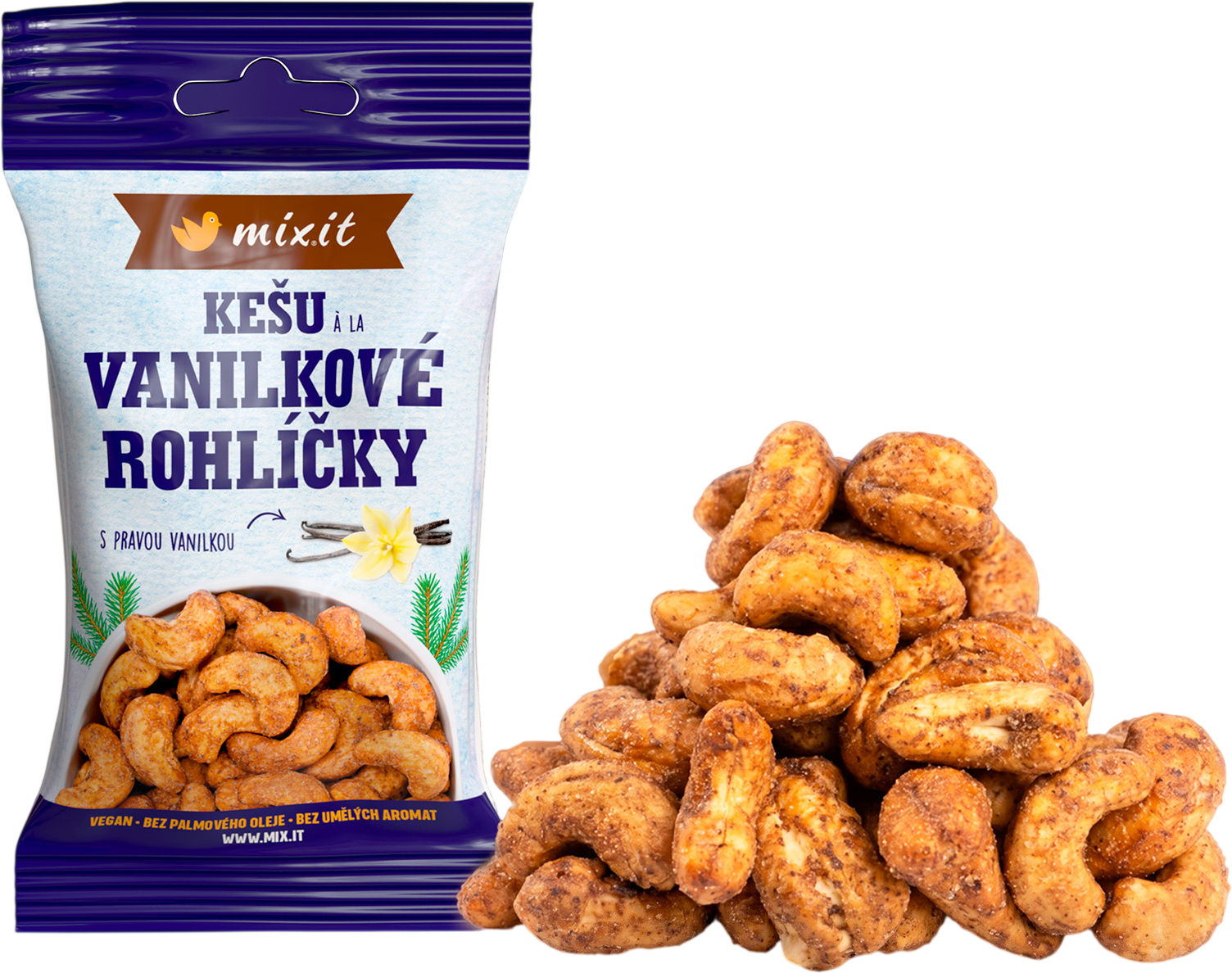 Mixit Kešu à la vanilkové rohlíčky do kapsy 60 g