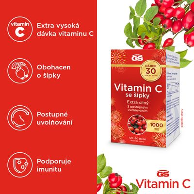 GS Vitamin C 1000 mg se šípky 130 tablet