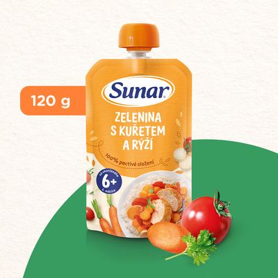 Sunar příkrm zelenina s kuřetem a rýži 6m+ 120 g