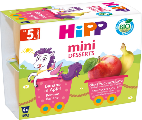 HiPP BIO Jablka s banány 4 x 100 g