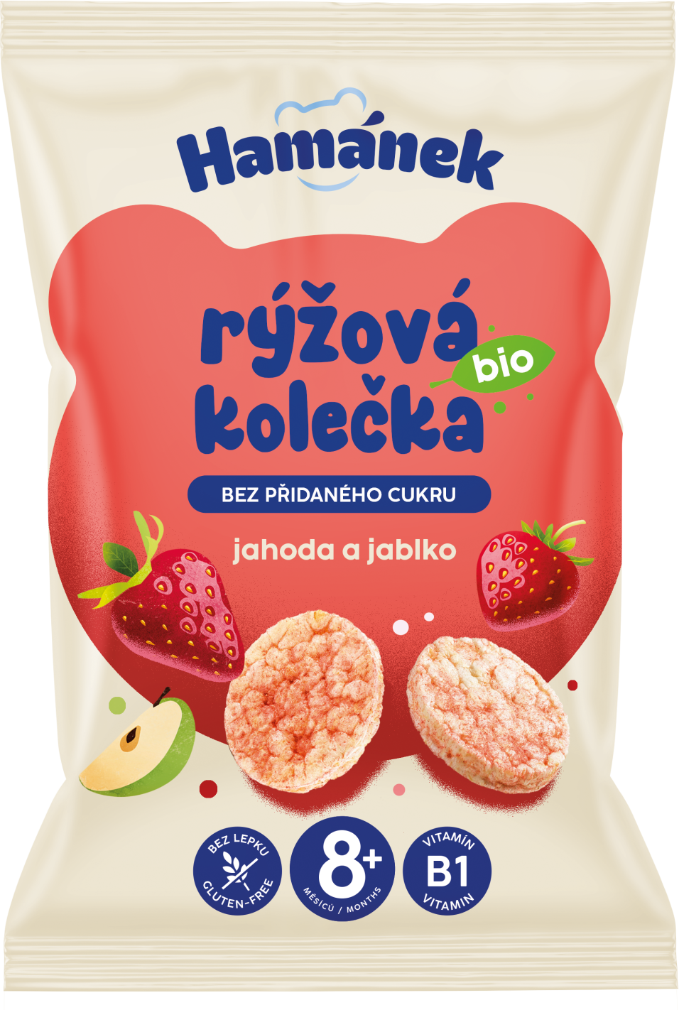 Hamánek BIO Rýžová kolečka Jahoda&Jablko 35 g