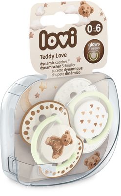 LOVI Dudlík svítící silikonový dynamický TEDDY LOVE 0-6m 2 ks