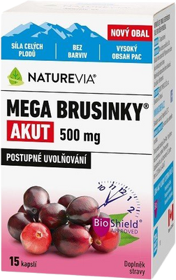 NatureVia Mega brusinky Akut 15 kapslí