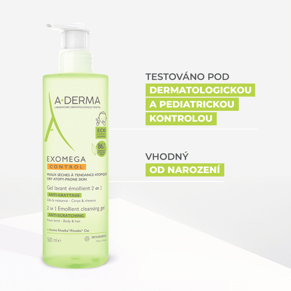 A-Derma Exomega CONTROL Zvláčňující mycí gel 2v1 500 ml
