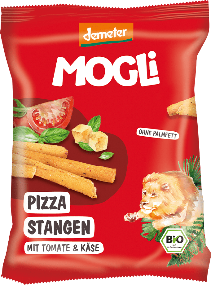 MOGLi BIO pizza tyčinky s rajčaty a sýrem s certifikací Demeter 75 g