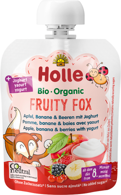 Holle Fruity Fox - bio dětské ovocné pyré s jogurtem 85 g