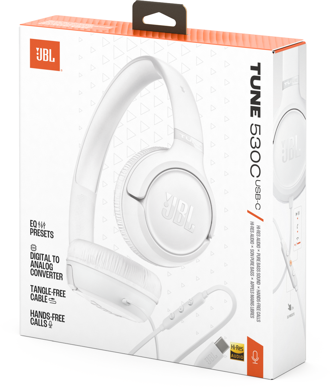 JBL Tune 530C White, kabelová sluchátka na uši