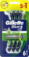 Gillette Blue3 plus sensitive, jednorázové holící strojky pro muže 6 ks